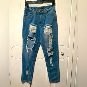 NASTY GAL SCHOOL GIRL DISTRESSED JEANS SIZE 26